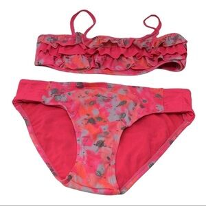 #025 Justice ruffle pink& silver sparkly bikini Swimsuit